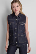 LONGLINE DENIM TRUCKER VEST