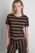 SHORT SLEEVE STRIPE SWEATER