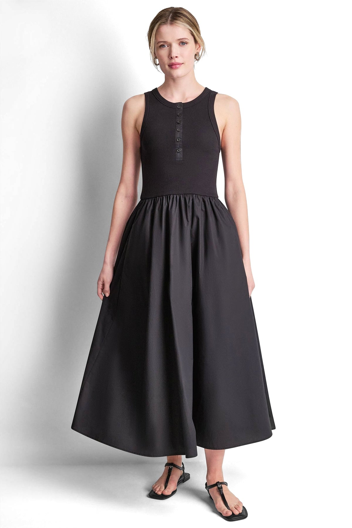 RIB HENLEY TANK MAXI DRESS