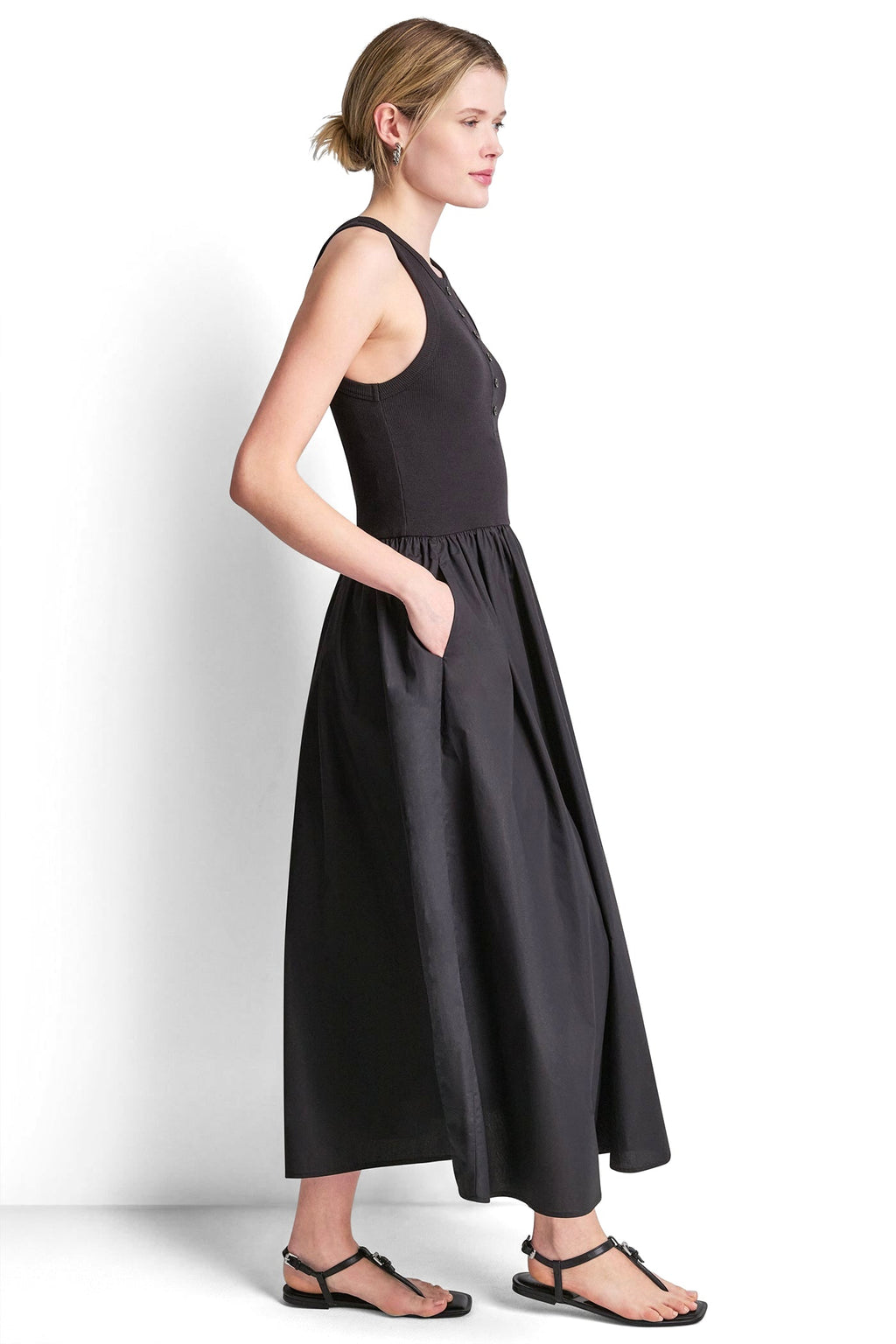 RIB HENLEY TANK MAXI DRESS