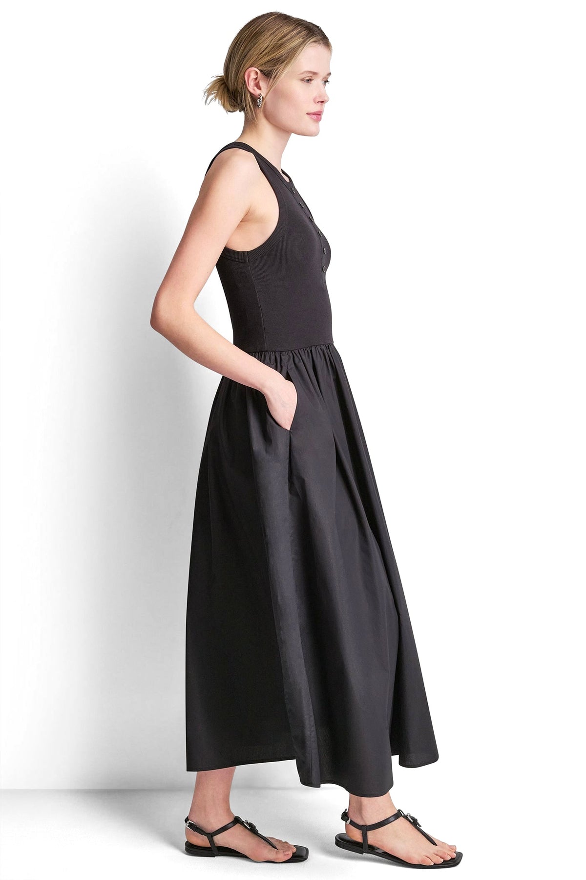 RIB HENLEY TANK MAXI DRESS
