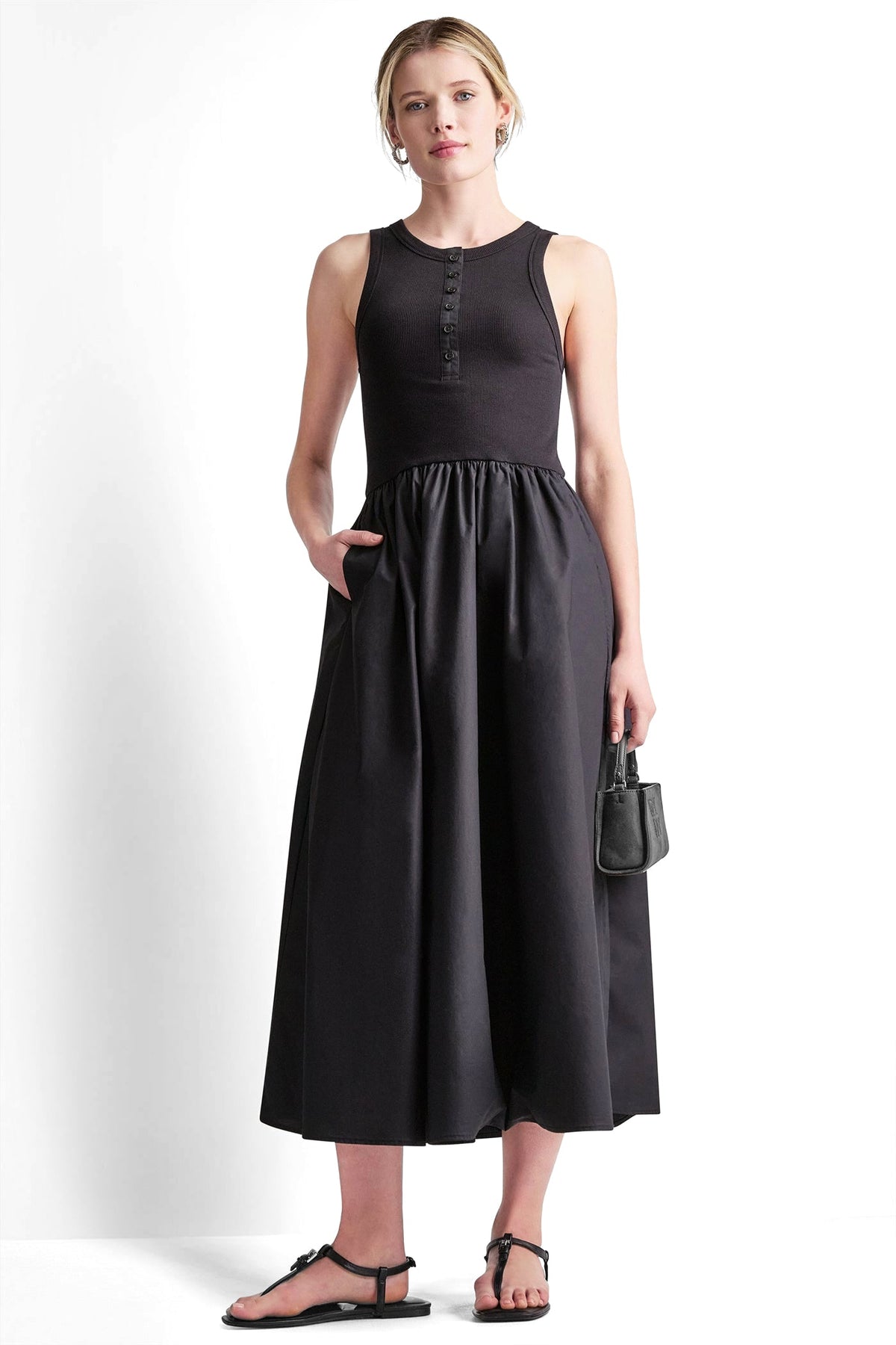 RIB HENLEY TANK MAXI DRESS