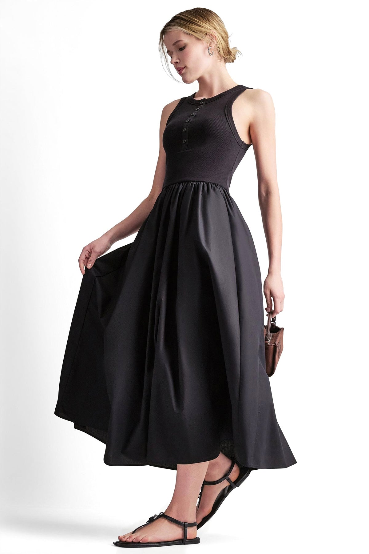 RIB HENLEY TANK MAXI DRESS