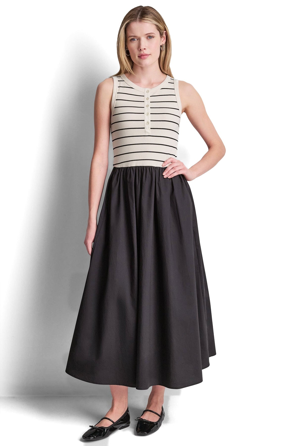 RIB HENLEY TANK MAXI DRESS