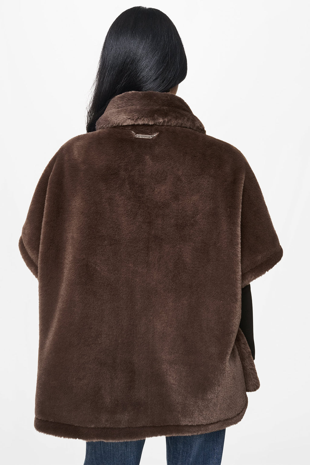 ASYMMETRICAL FAUX FUR PONCHO