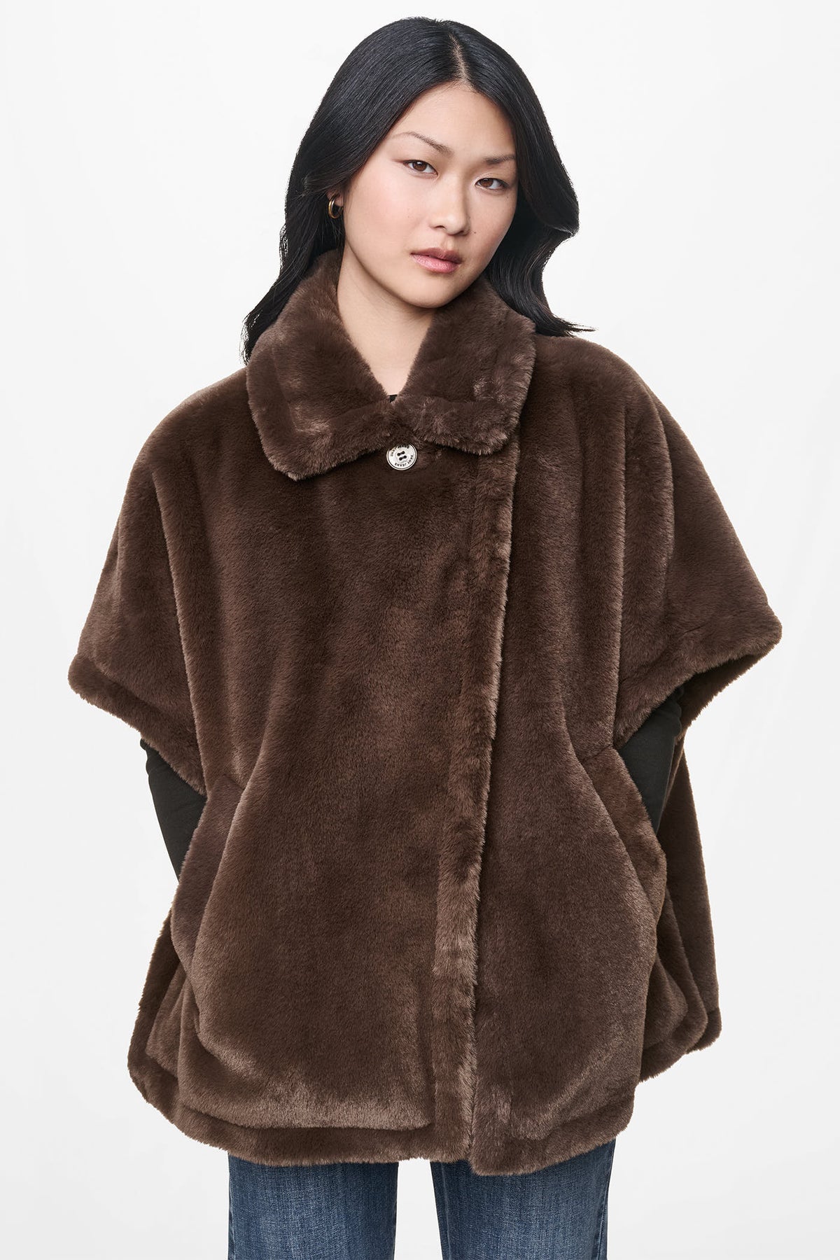 ASYMMETRICAL FAUX FUR PONCHO