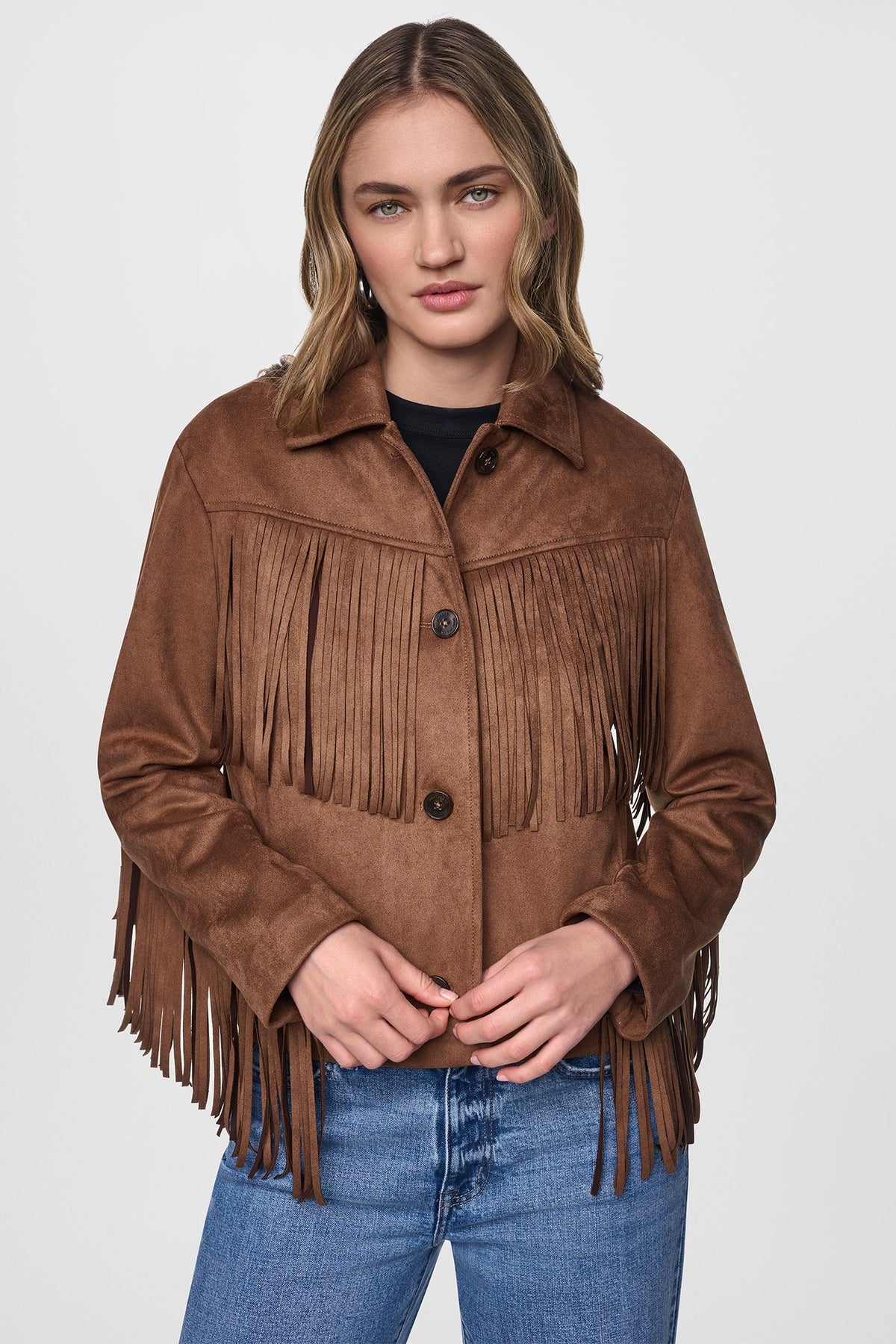 FAUX SUEDE FRINGE JACKET