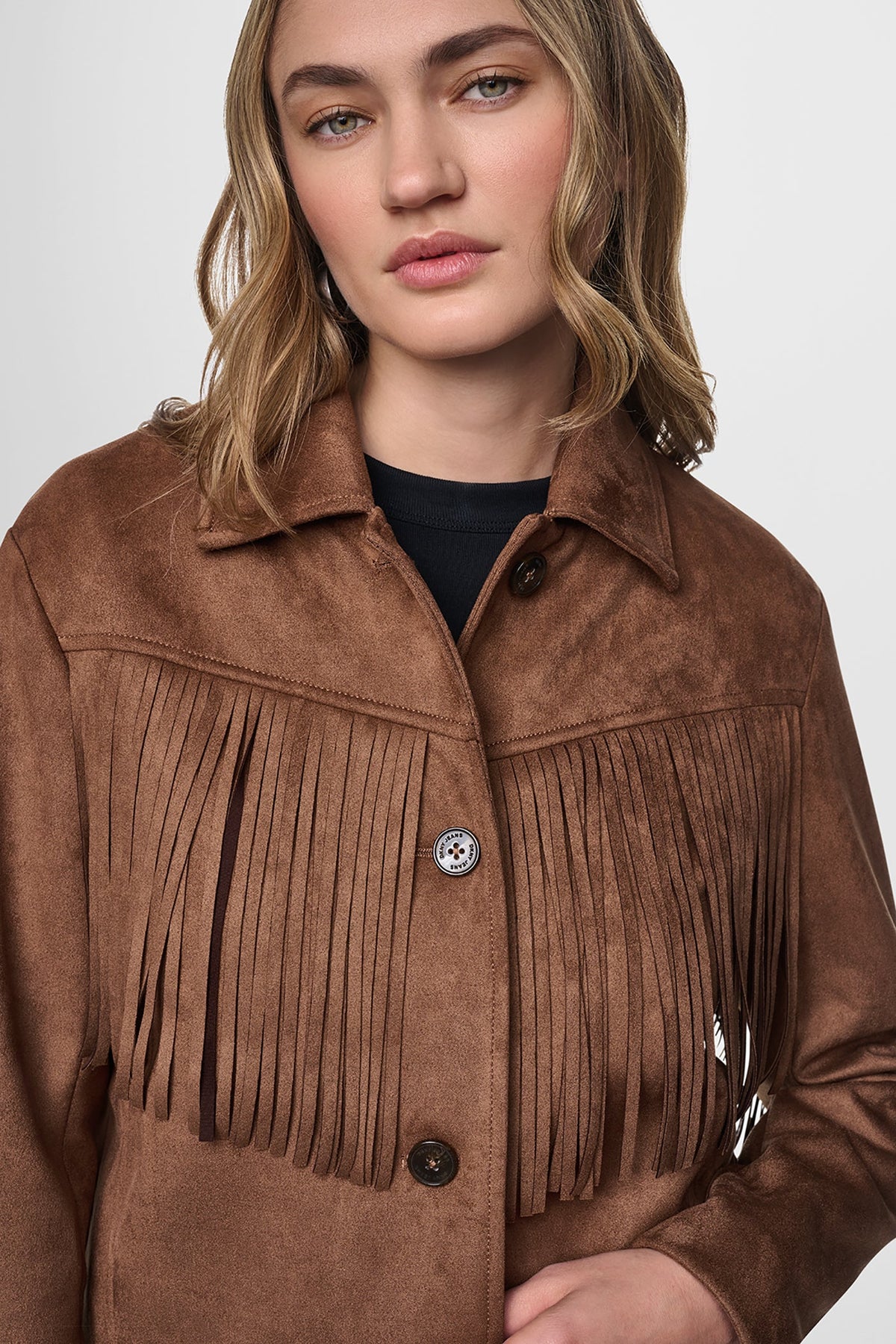 FAUX SUEDE FRINGE JACKET