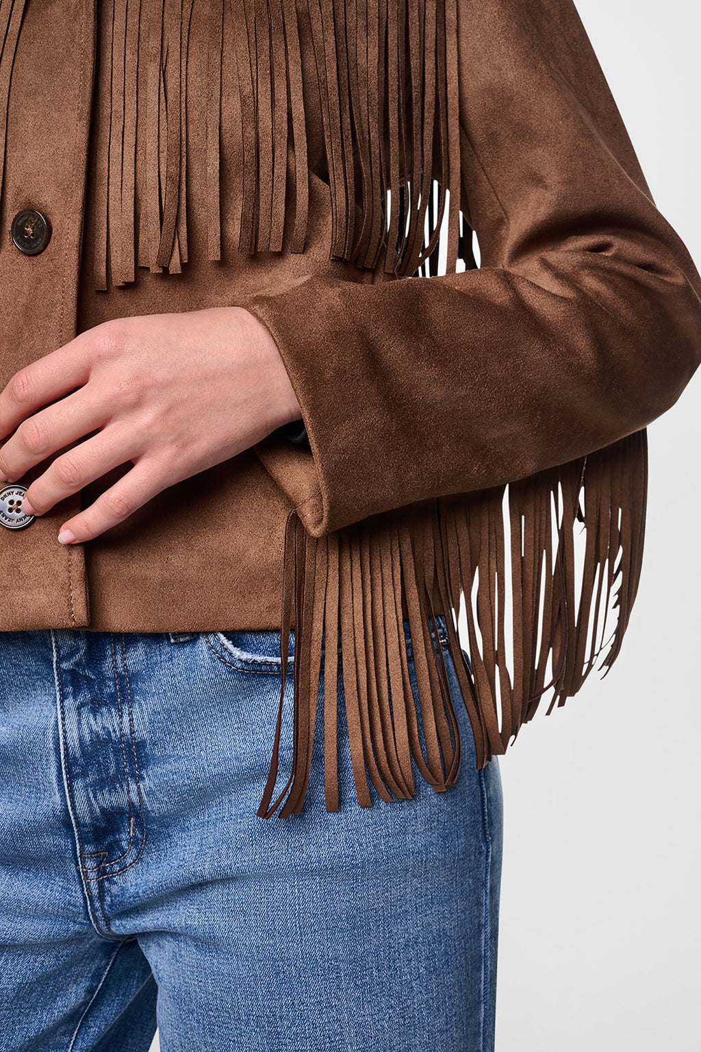 FAUX SUEDE FRINGE JACKET