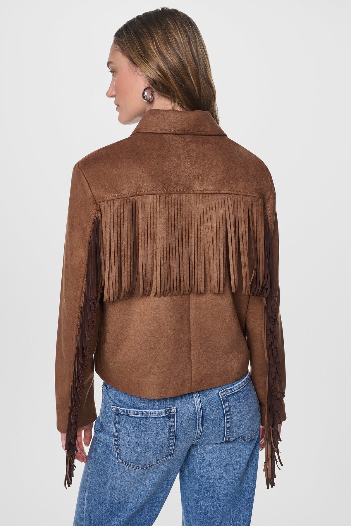 FAUX SUEDE FRINGE JACKET