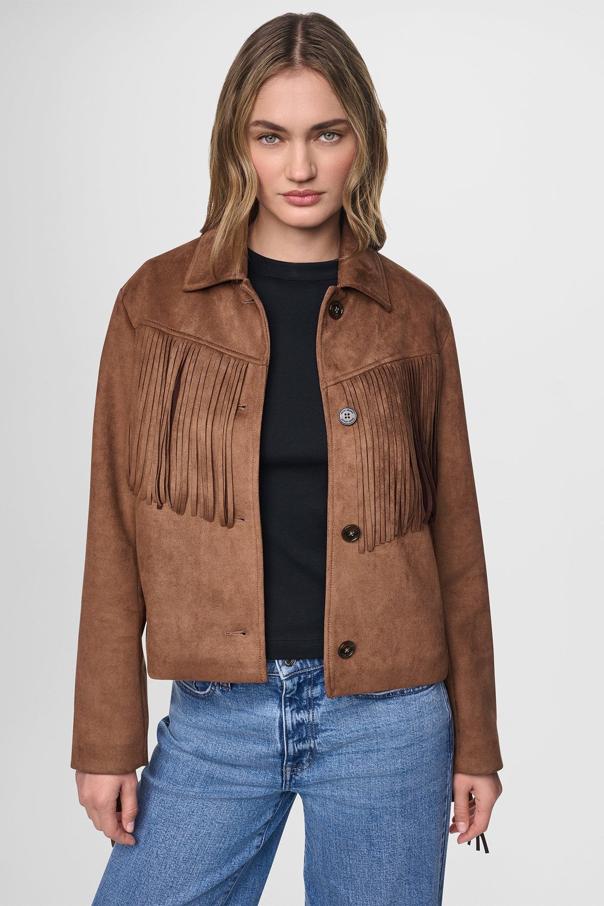 FAUX SUEDE FRINGE JACKET