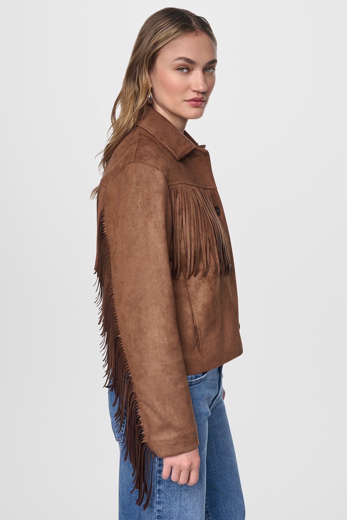 FAUX SUEDE FRINGE JACKET