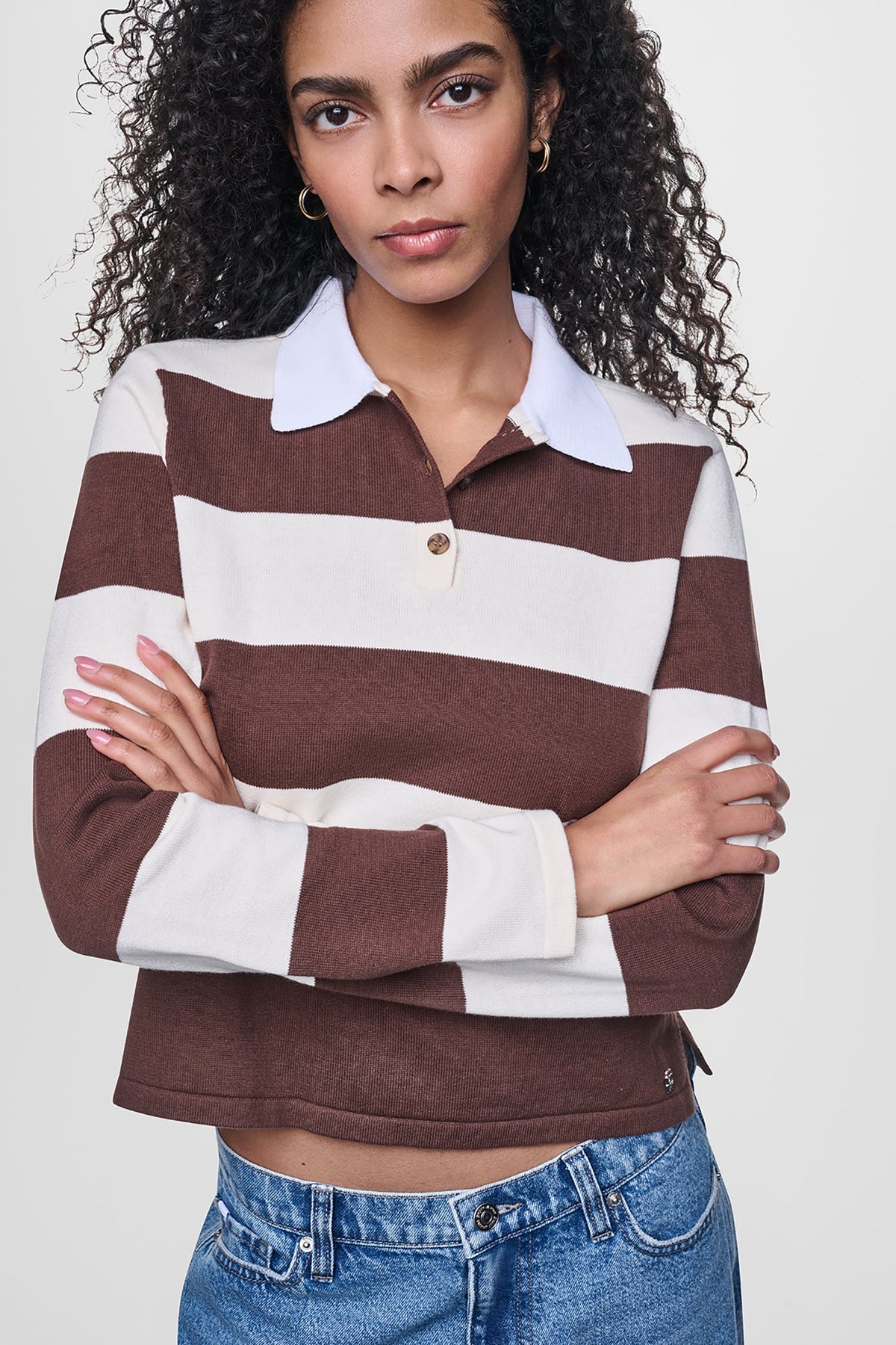 LONG SLEEVE STRIPE POLO