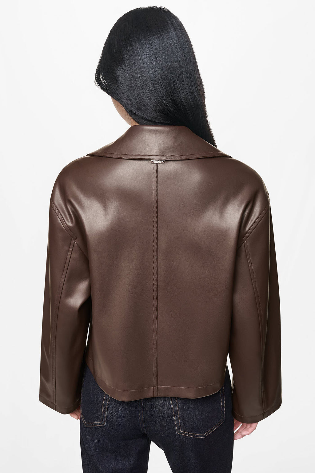 DOUBLE BREASTED FAUX LEATHER JACKET