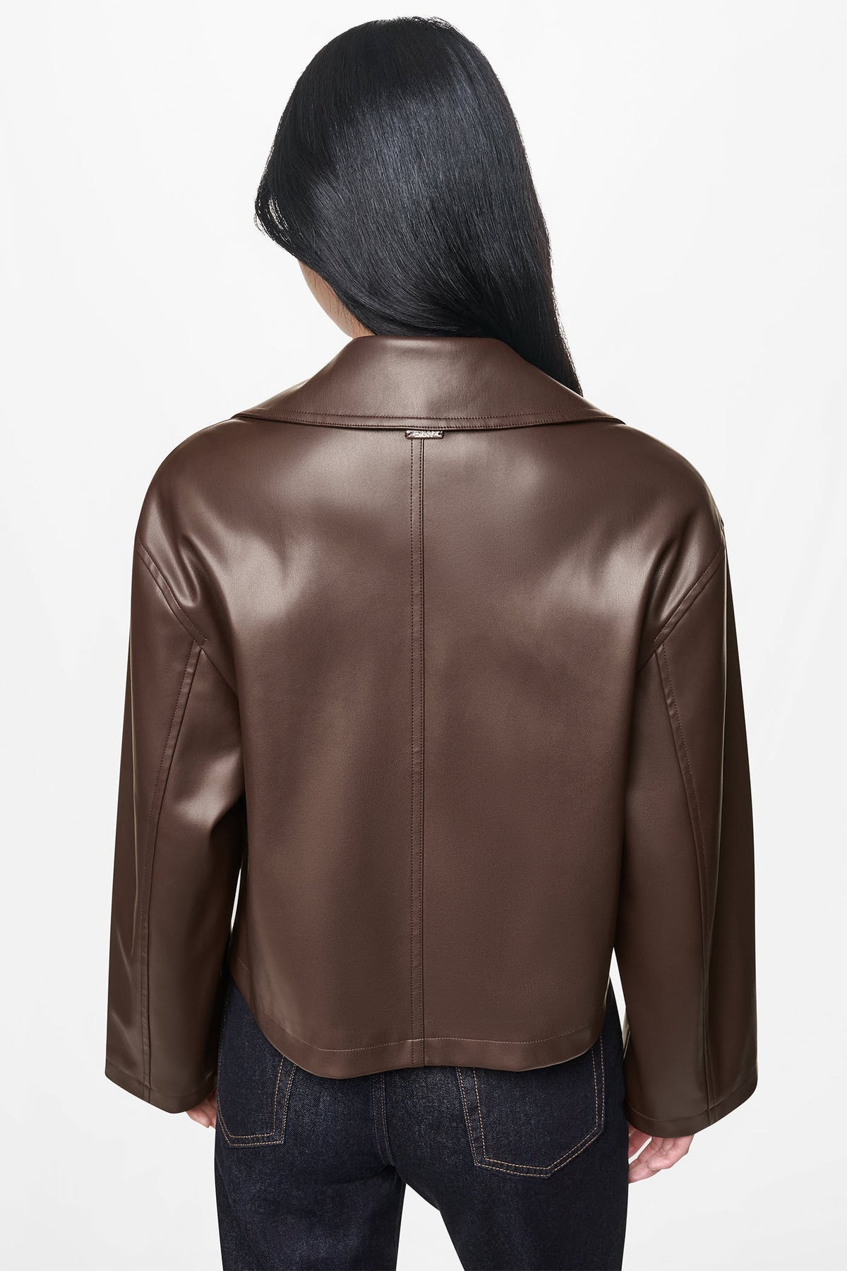 DOUBLE BREASTED FAUX LEATHER JACKET