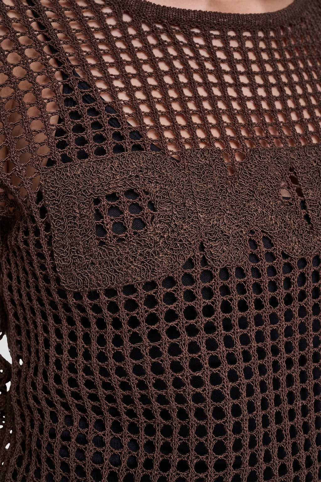 CROCHET OPEN-STITCH LOGO SWEATER