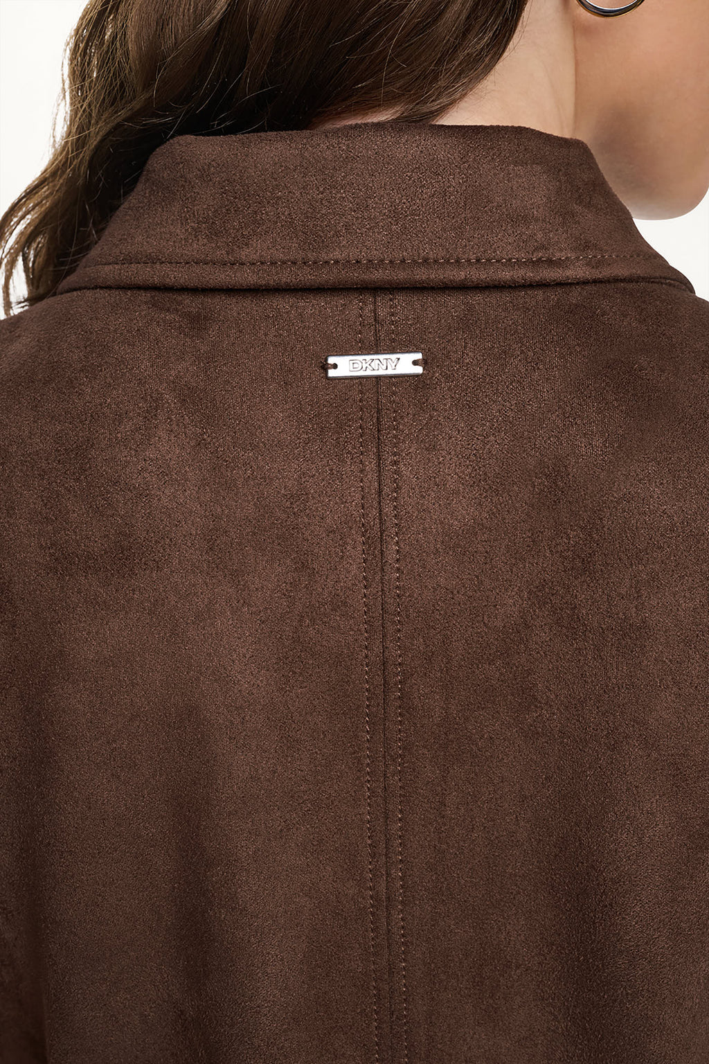 COLLARED FAUX SUEDE DRESS