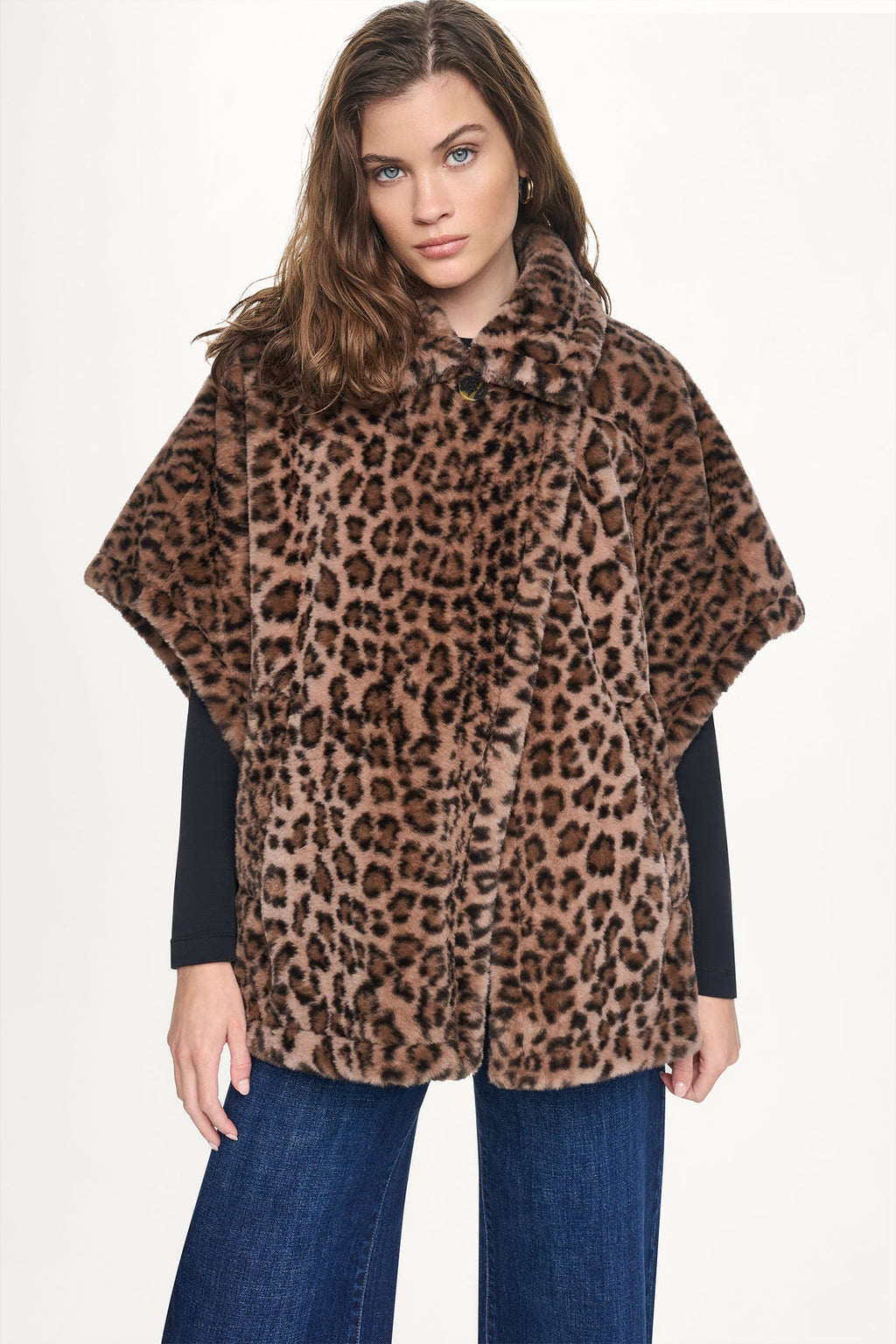 ASYMMETRICAL FAUX FUR PONCHO