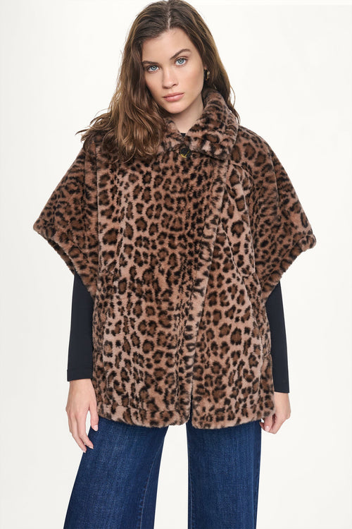 ASYMMETRICAL FAUX FUR PONCHO
