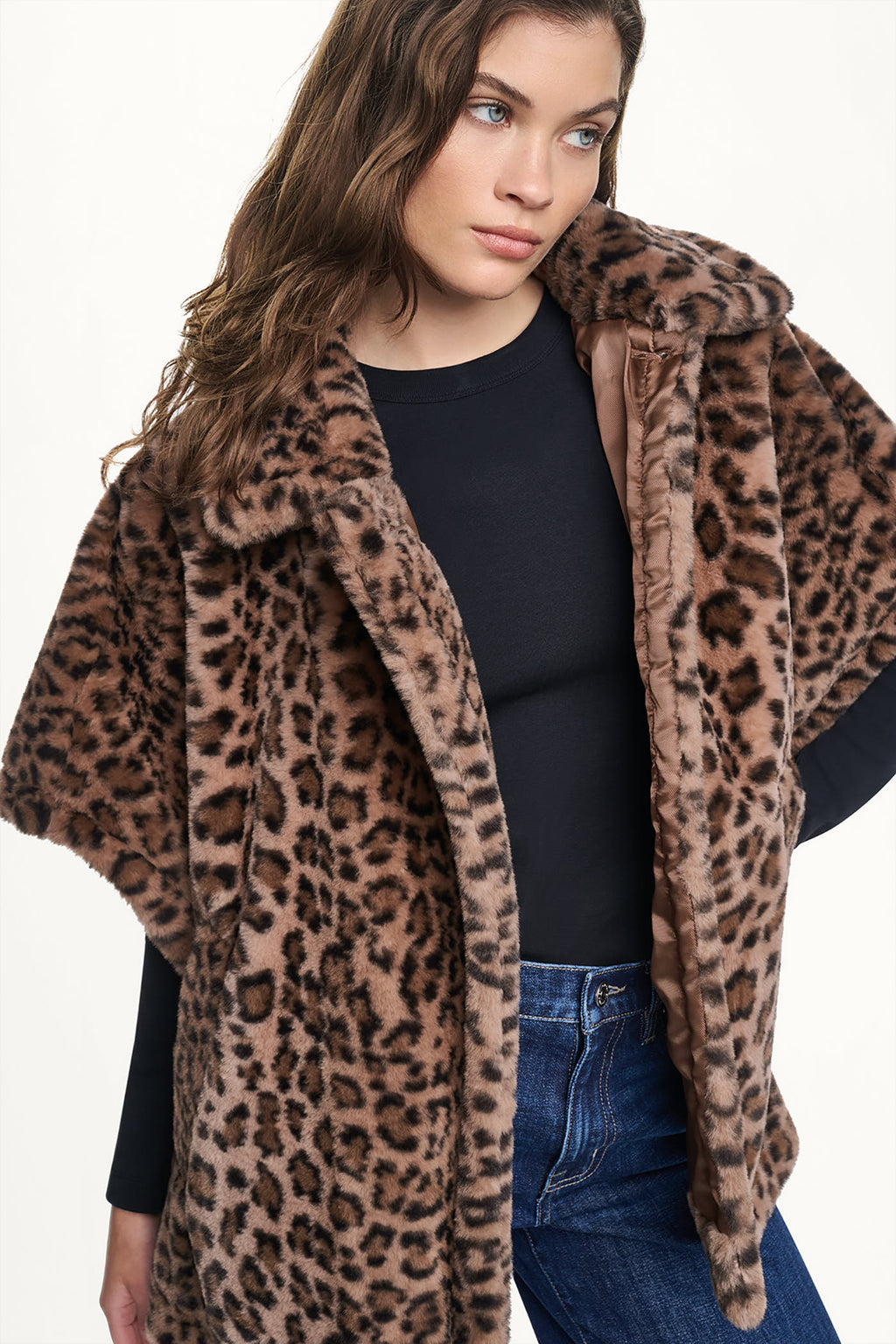 ASYMMETRICAL FAUX FUR PONCHO