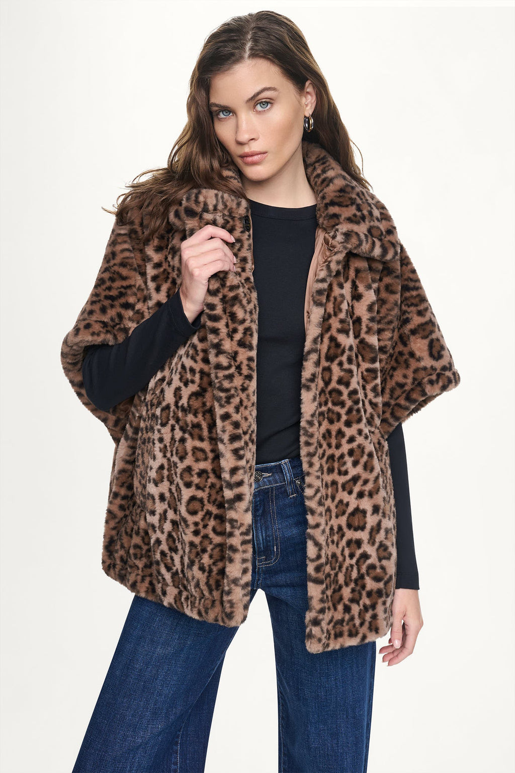 ASYMMETRICAL FAUX FUR PONCHO