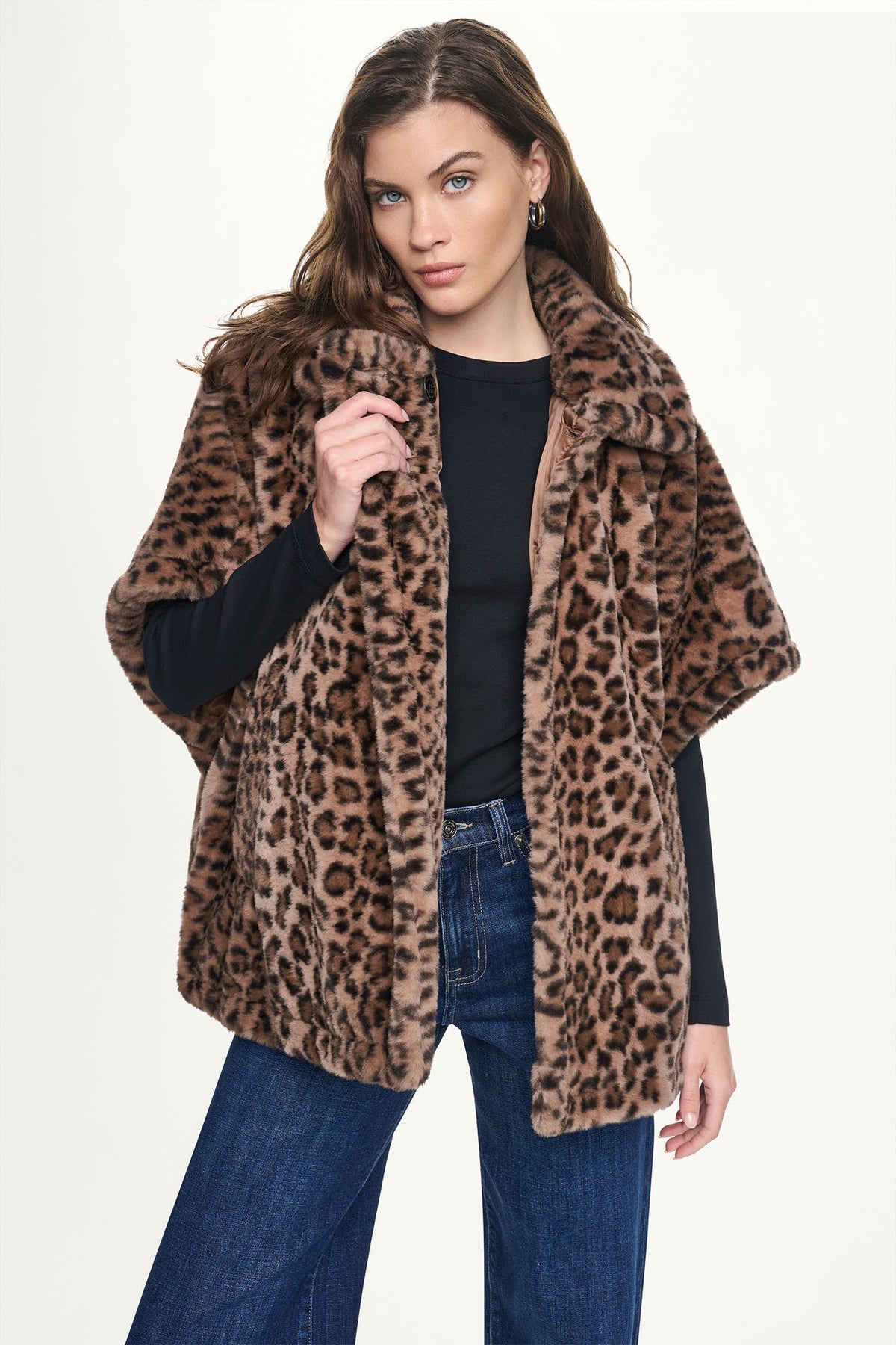 ASYMMETRICAL FAUX FUR PONCHO
