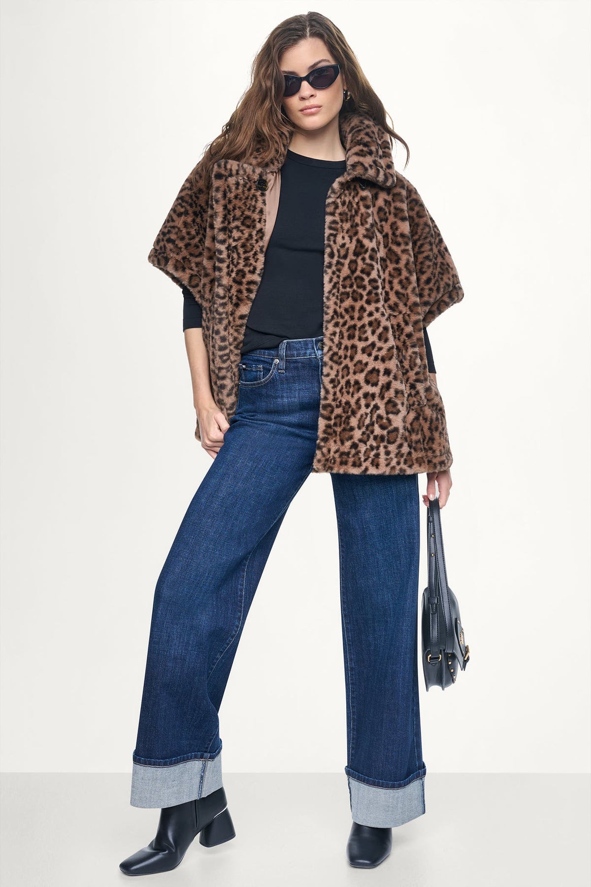ASYMMETRICAL FAUX FUR PONCHO
