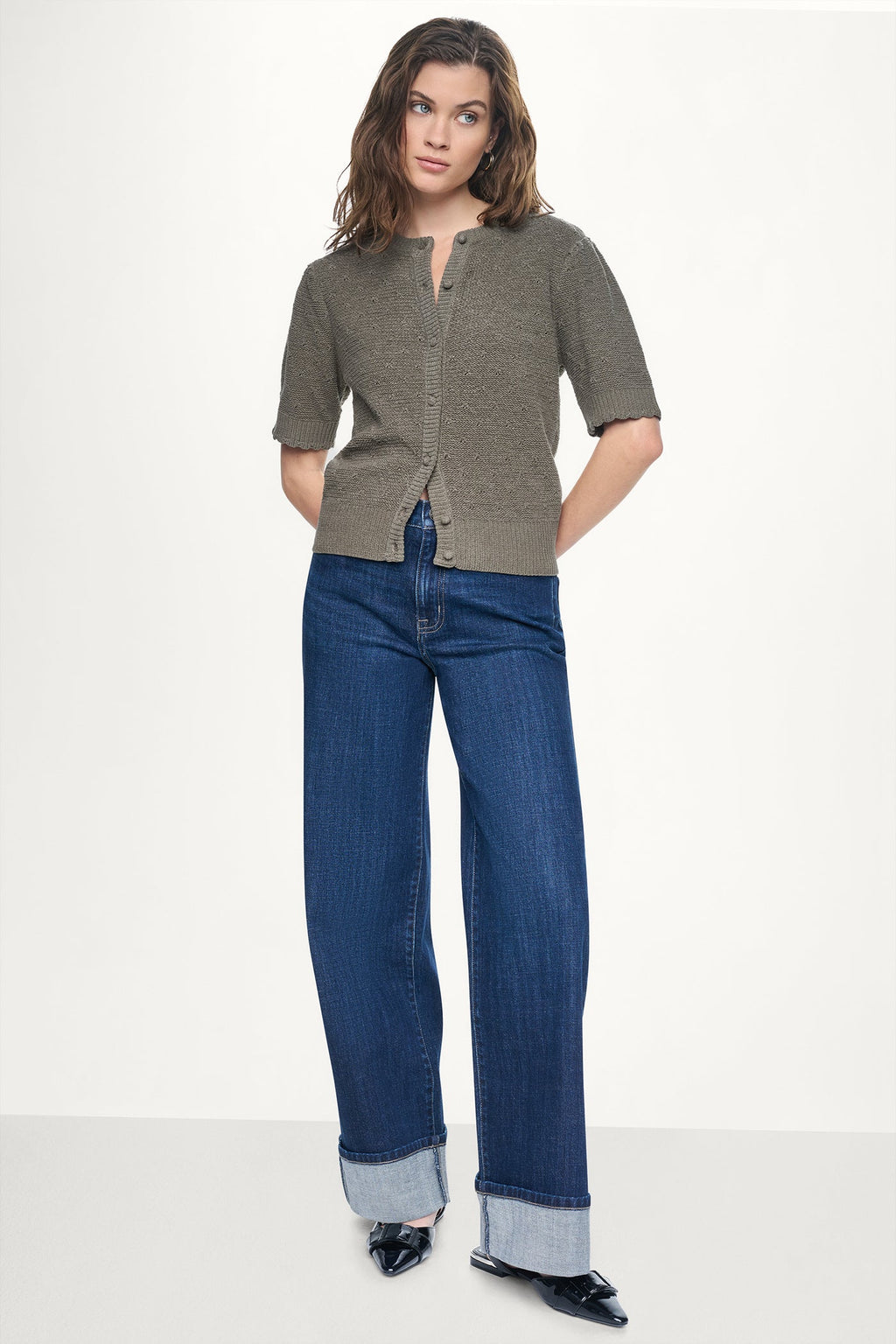 ELBOW SLEEVE CHENILLE CARDIGAN