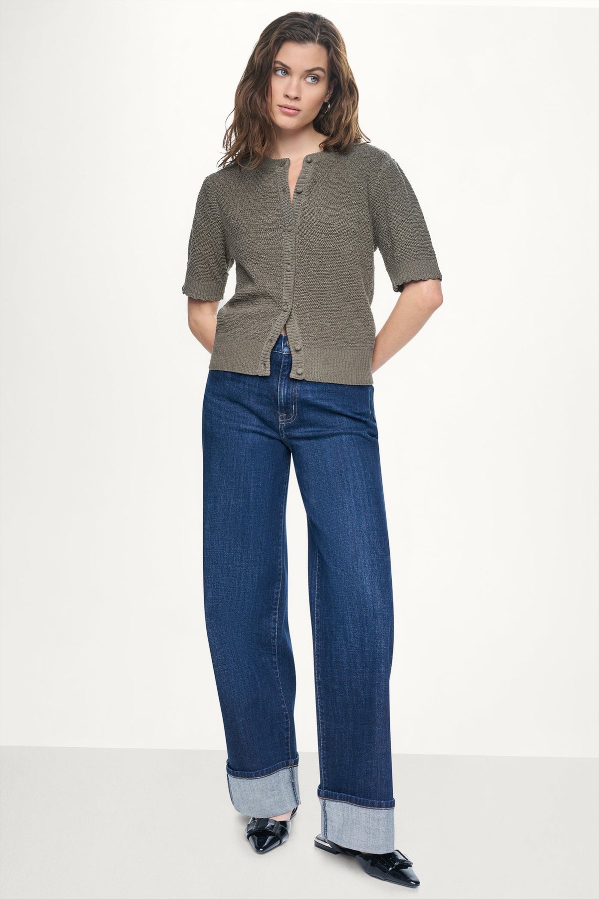 ELBOW SLEEVE CHENILLE CARDIGAN