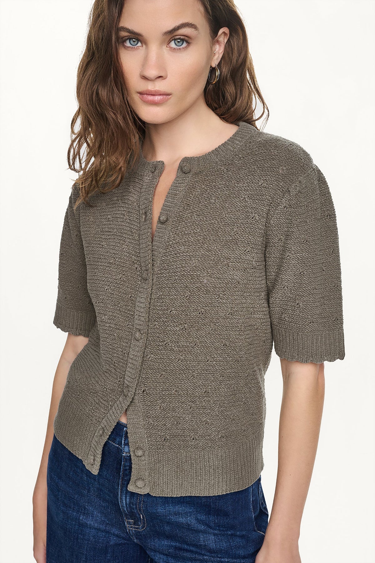 ELBOW SLEEVE CHENILLE CARDIGAN