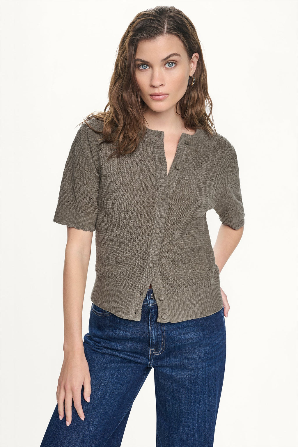 ELBOW SLEEVE CHENILLE CARDIGAN