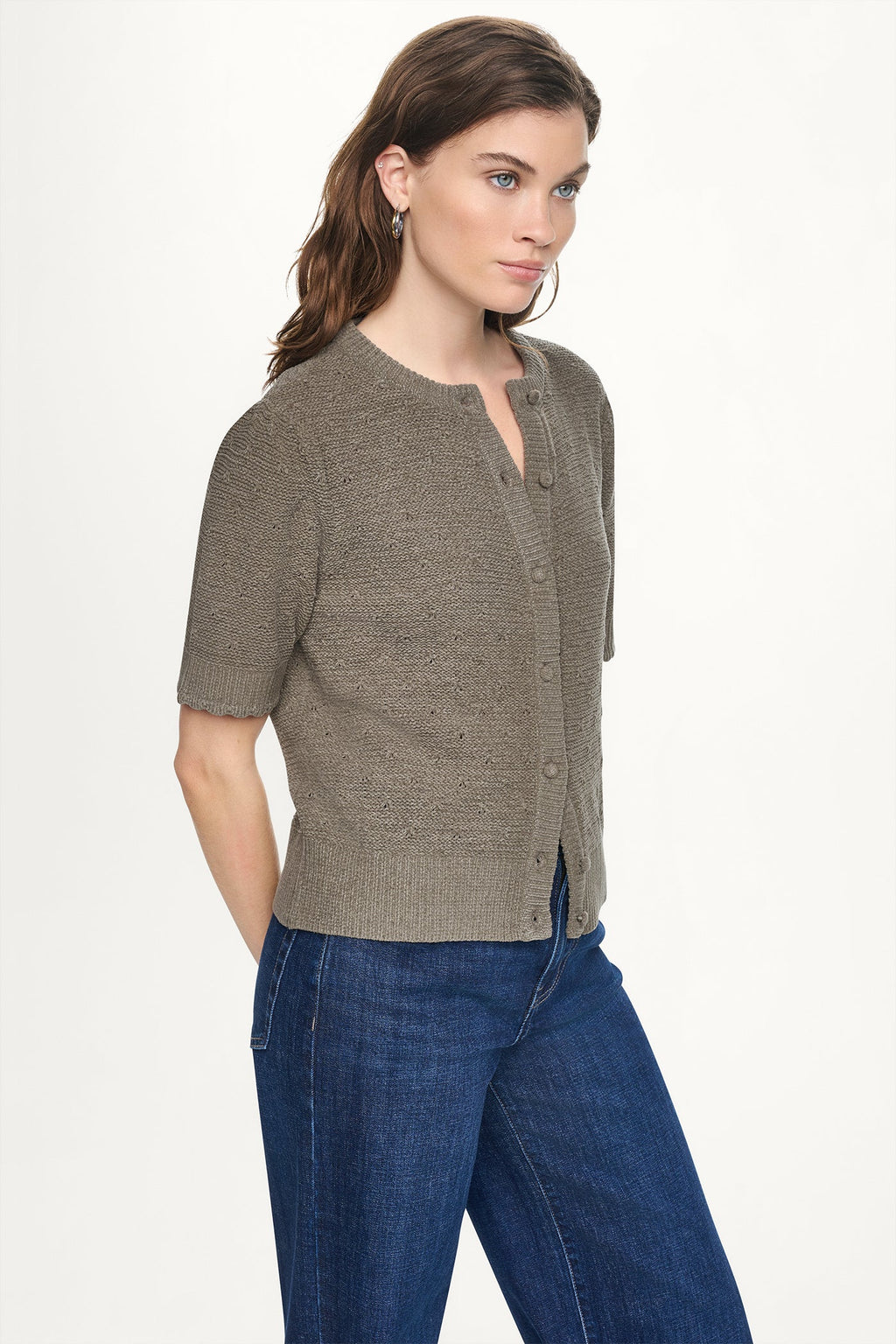 ELBOW SLEEVE CHENILLE CARDIGAN