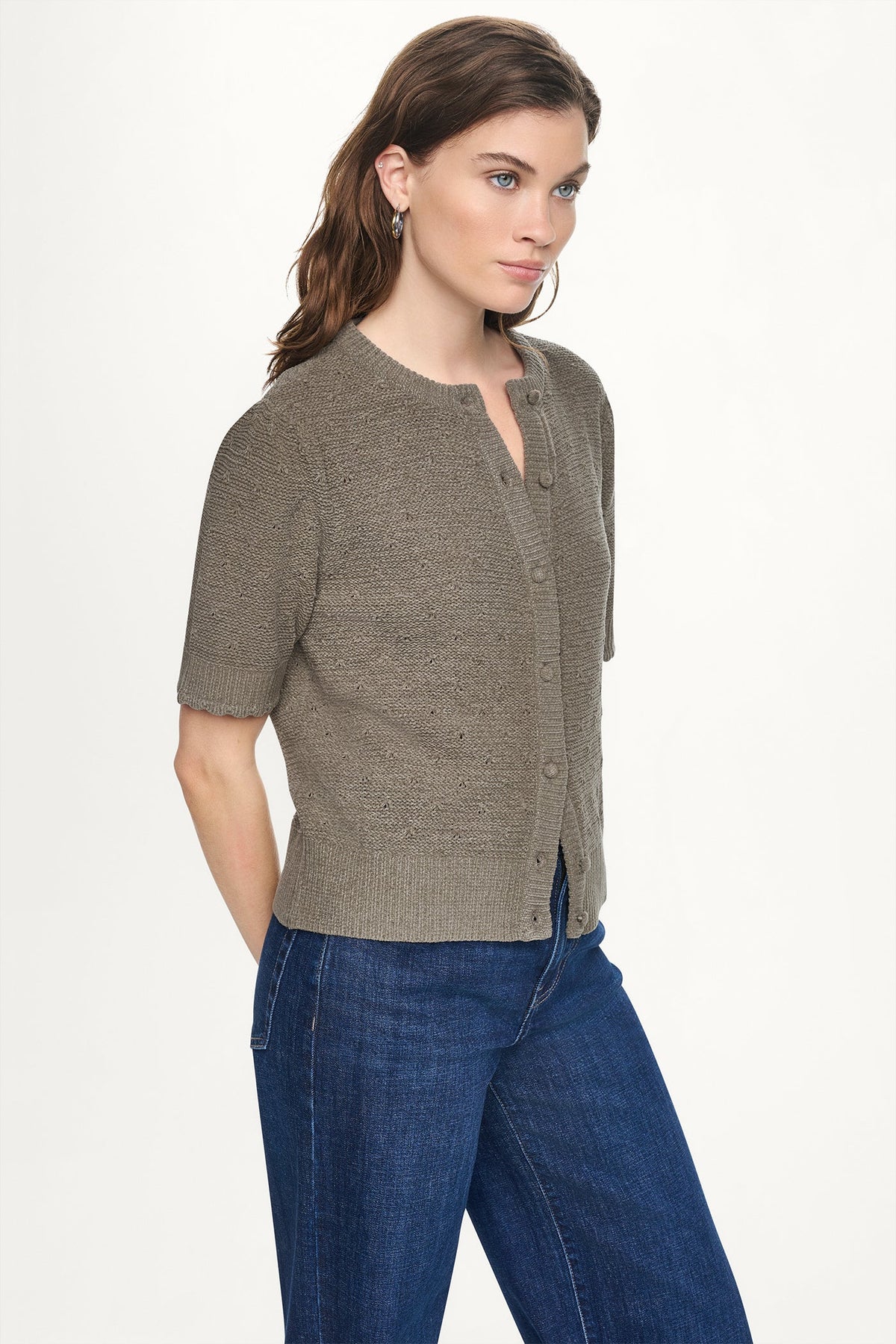 ELBOW SLEEVE CHENILLE CARDIGAN