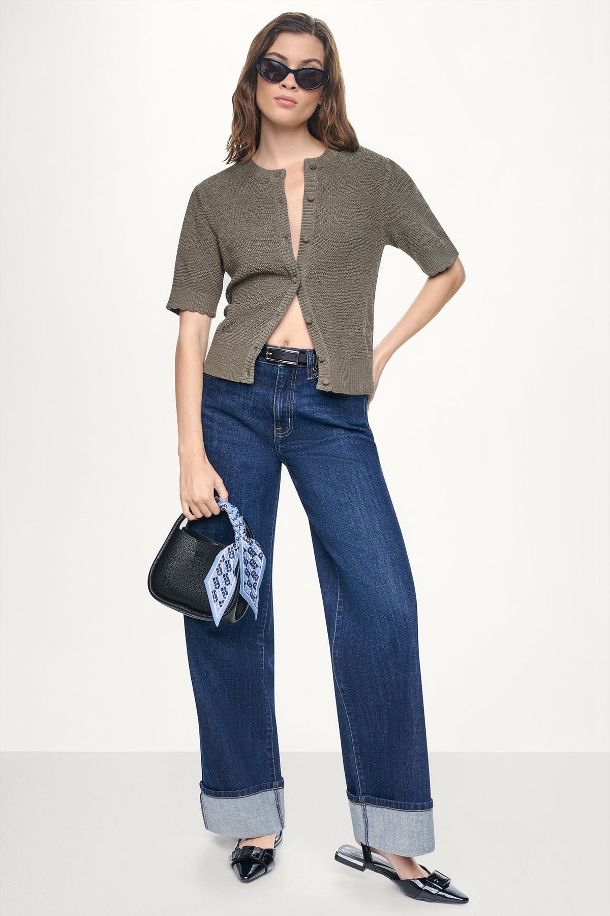 ELBOW SLEEVE CHENILLE CARDIGAN