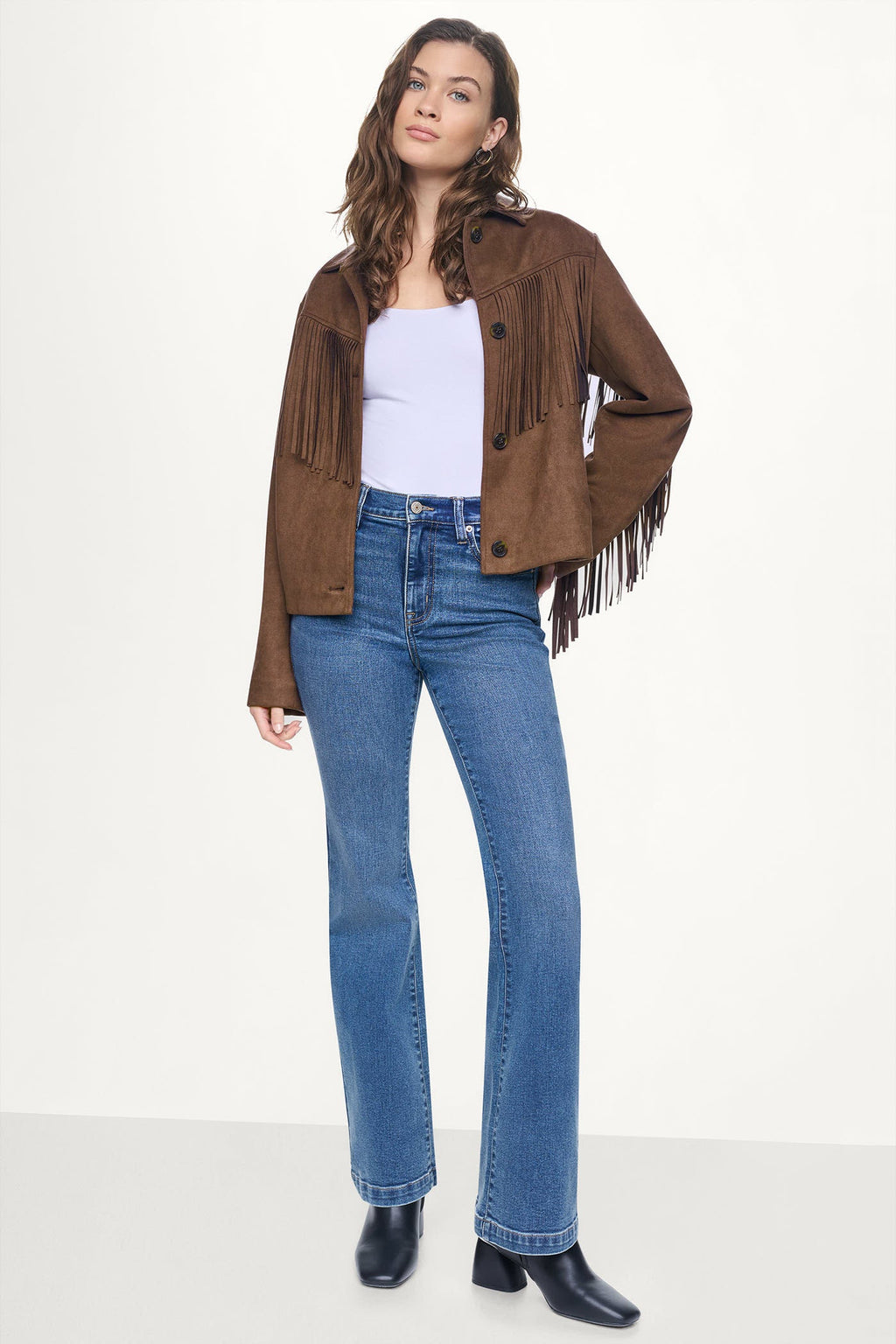 FAUX SUEDE FRINGE JACKET