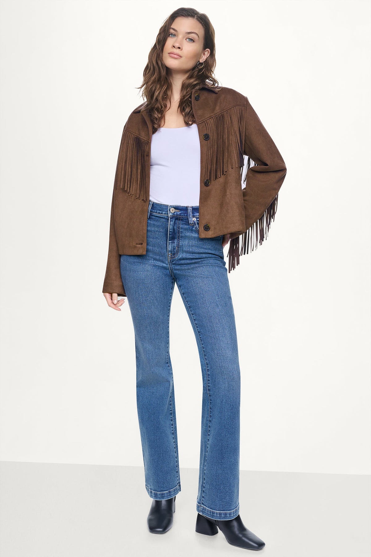 FAUX SUEDE FRINGE JACKET