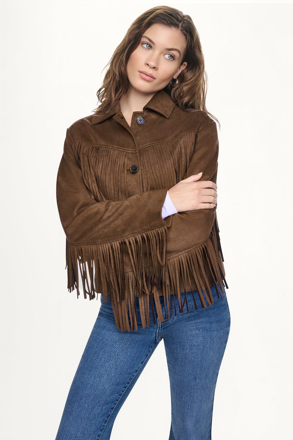 FAUX SUEDE FRINGE JACKET