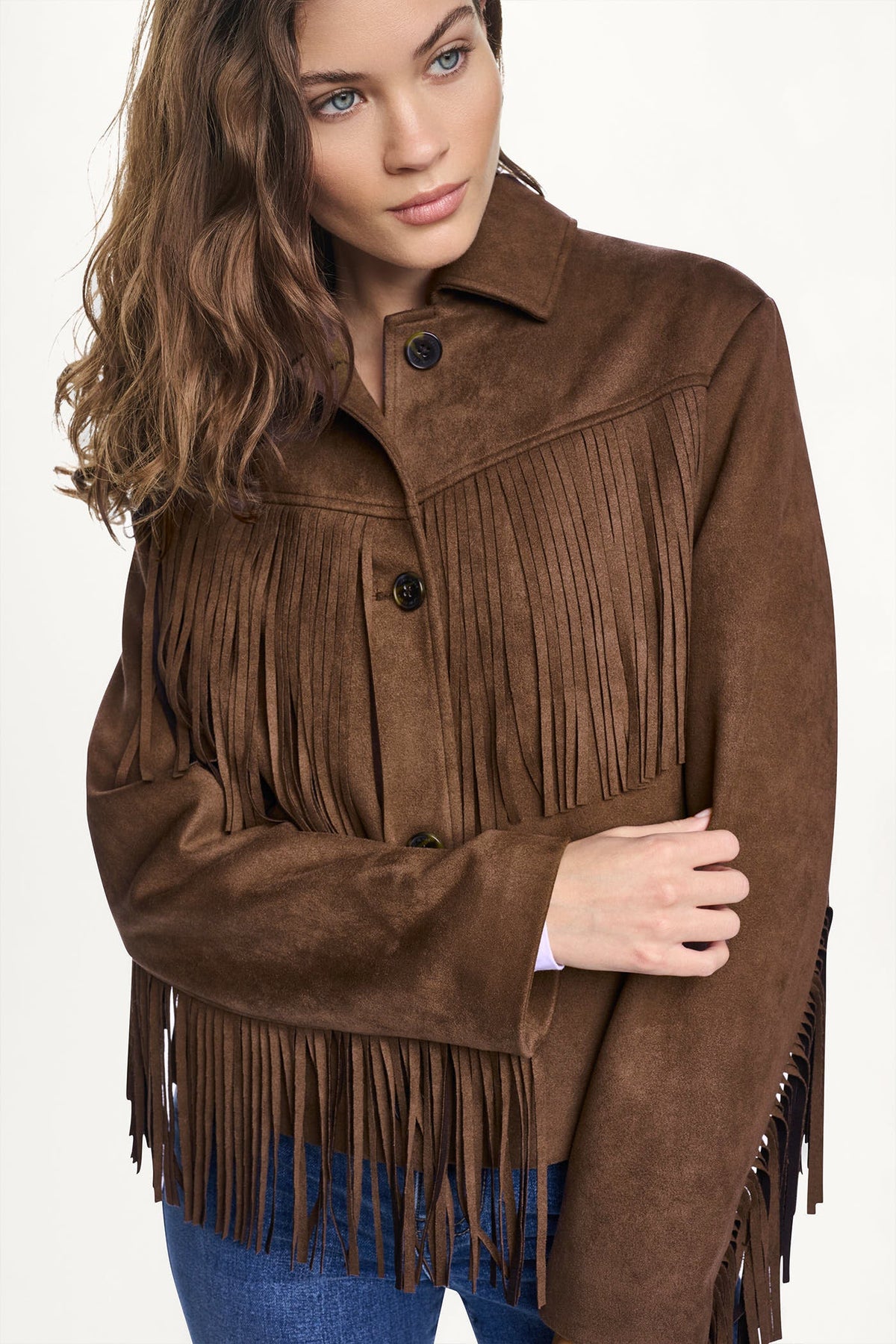 FAUX SUEDE FRINGE JACKET