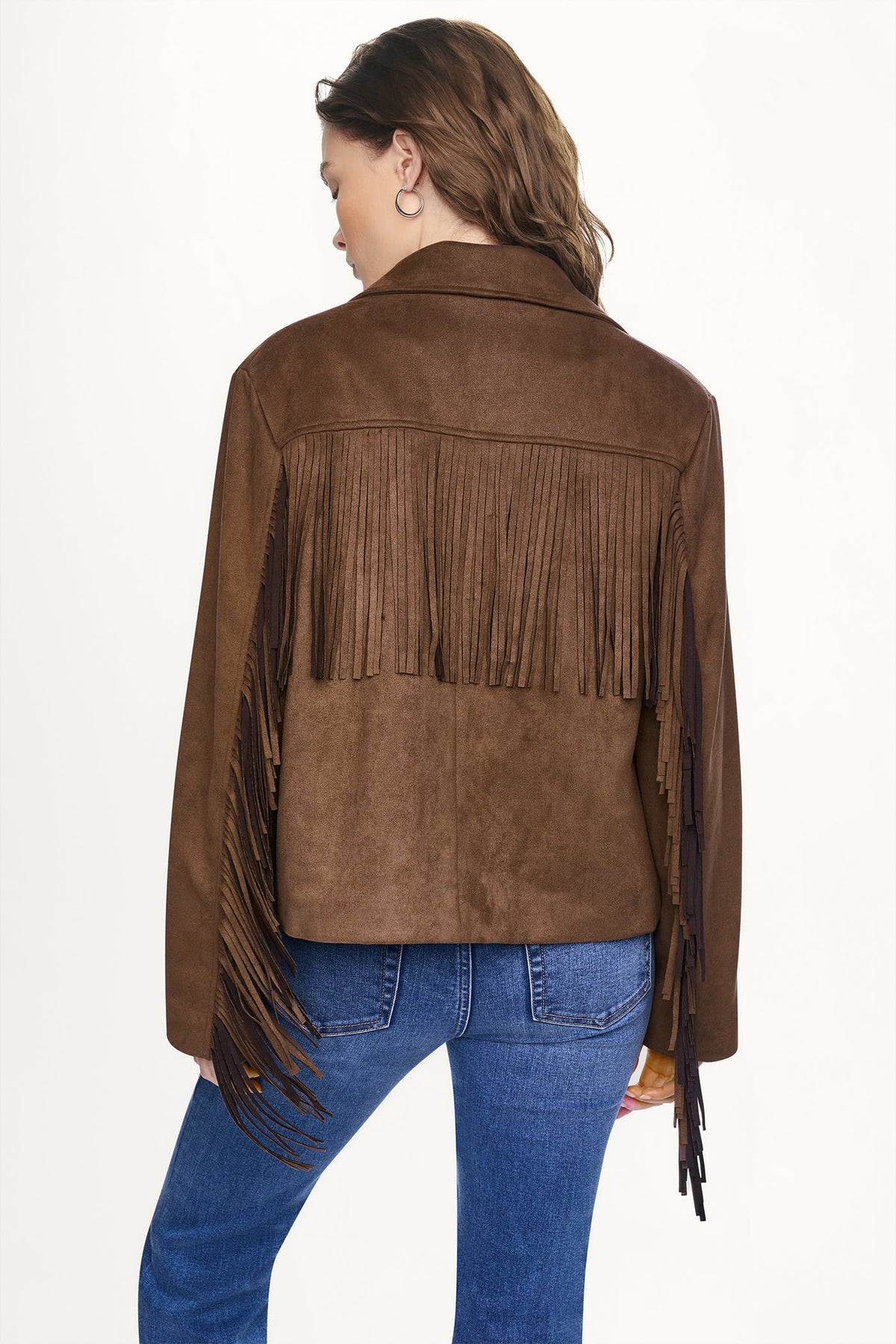 FAUX SUEDE FRINGE JACKET