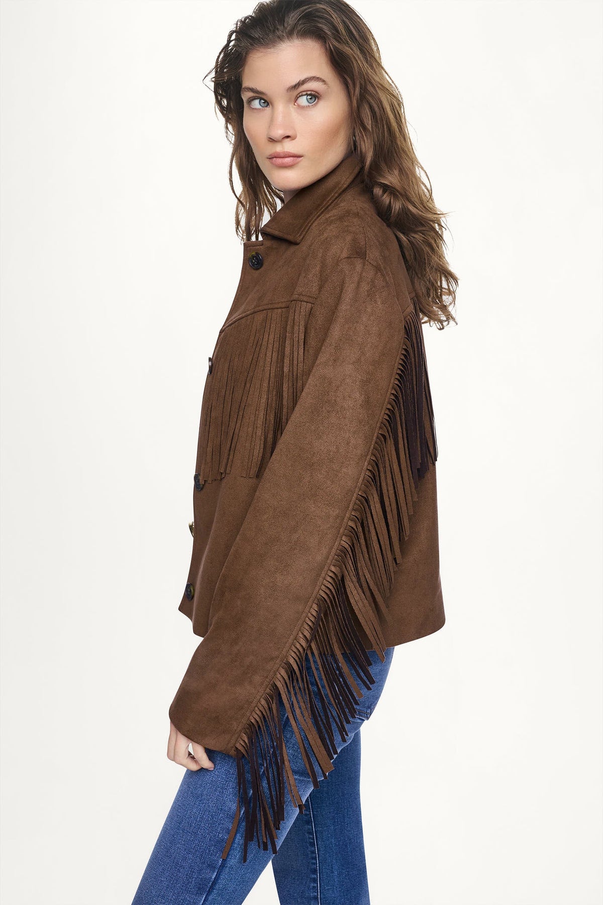 FAUX SUEDE FRINGE JACKET