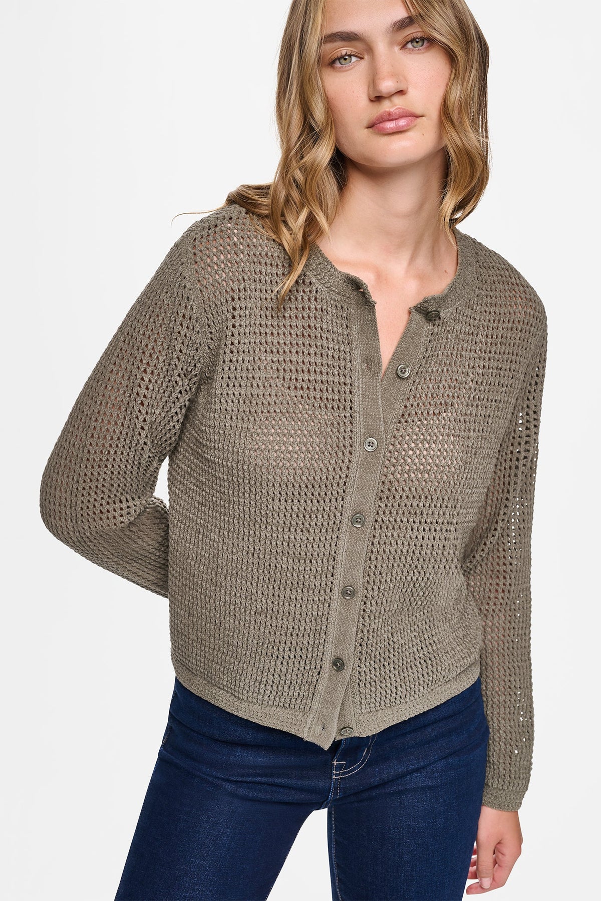 OPEN STITCH CHENILLE CARDIGAN