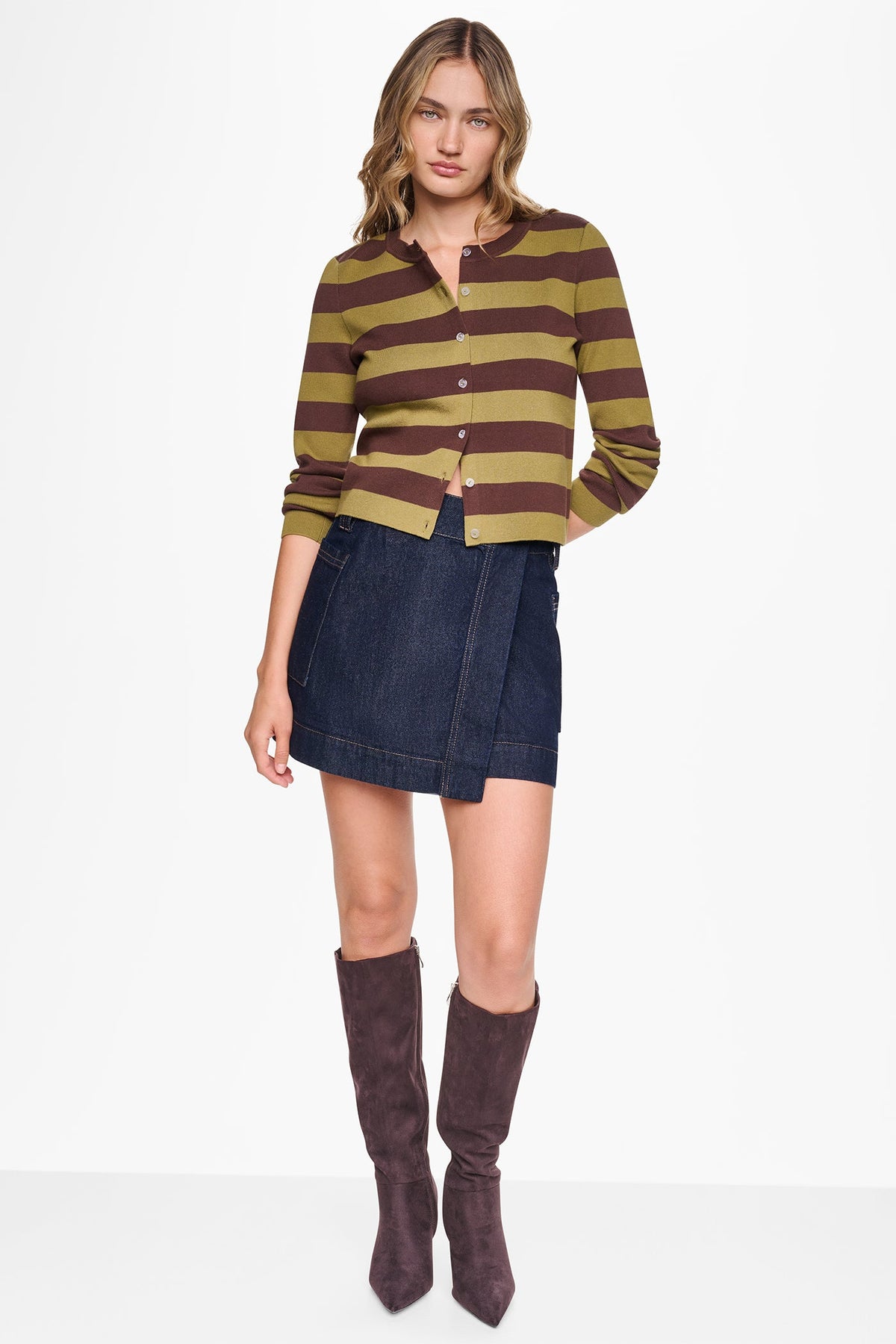 CROPPED STRIPED CARDIGAN