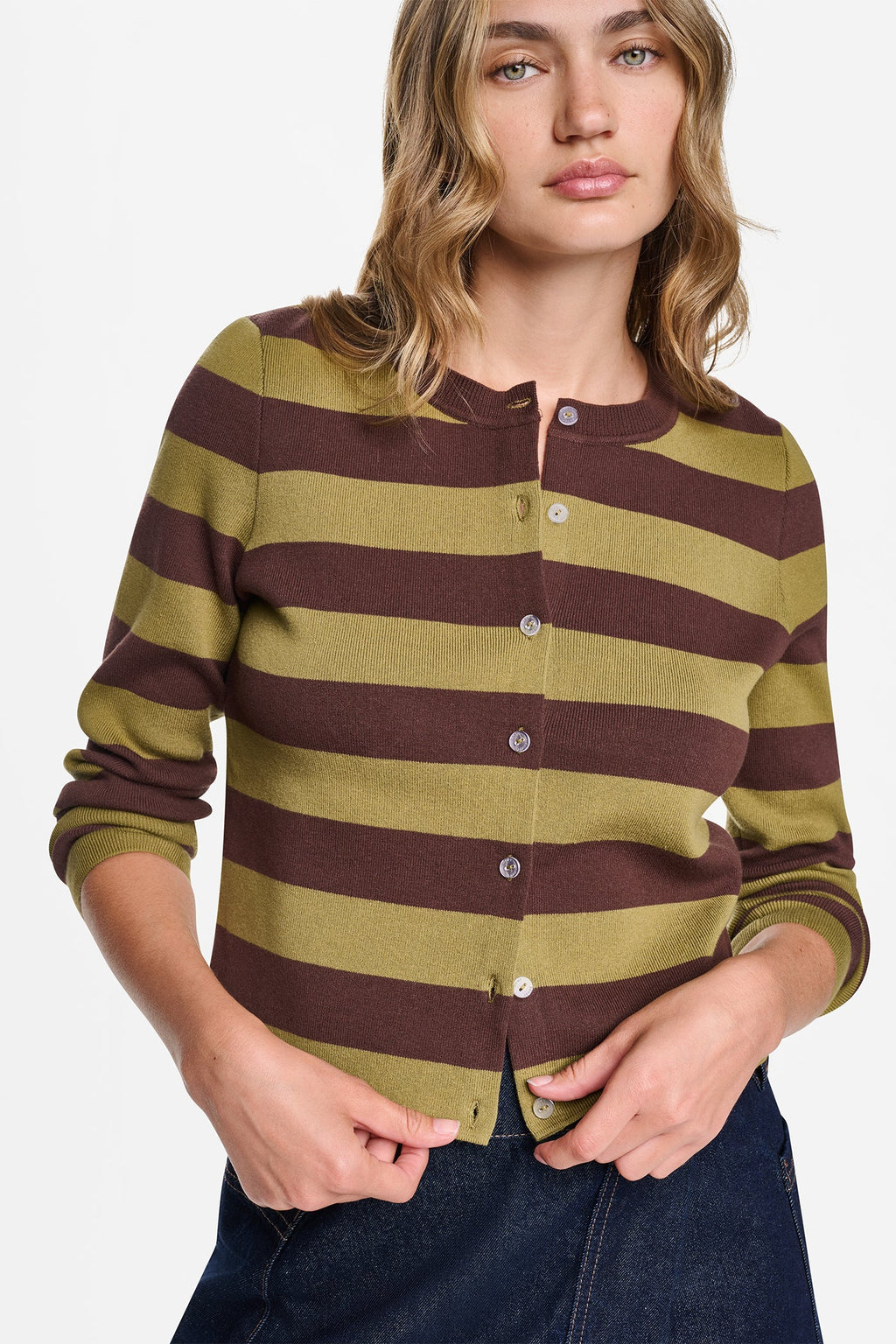 CROPPED STRIPED CARDIGAN