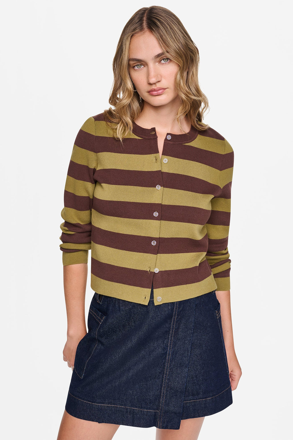 CROPPED STRIPED CARDIGAN
