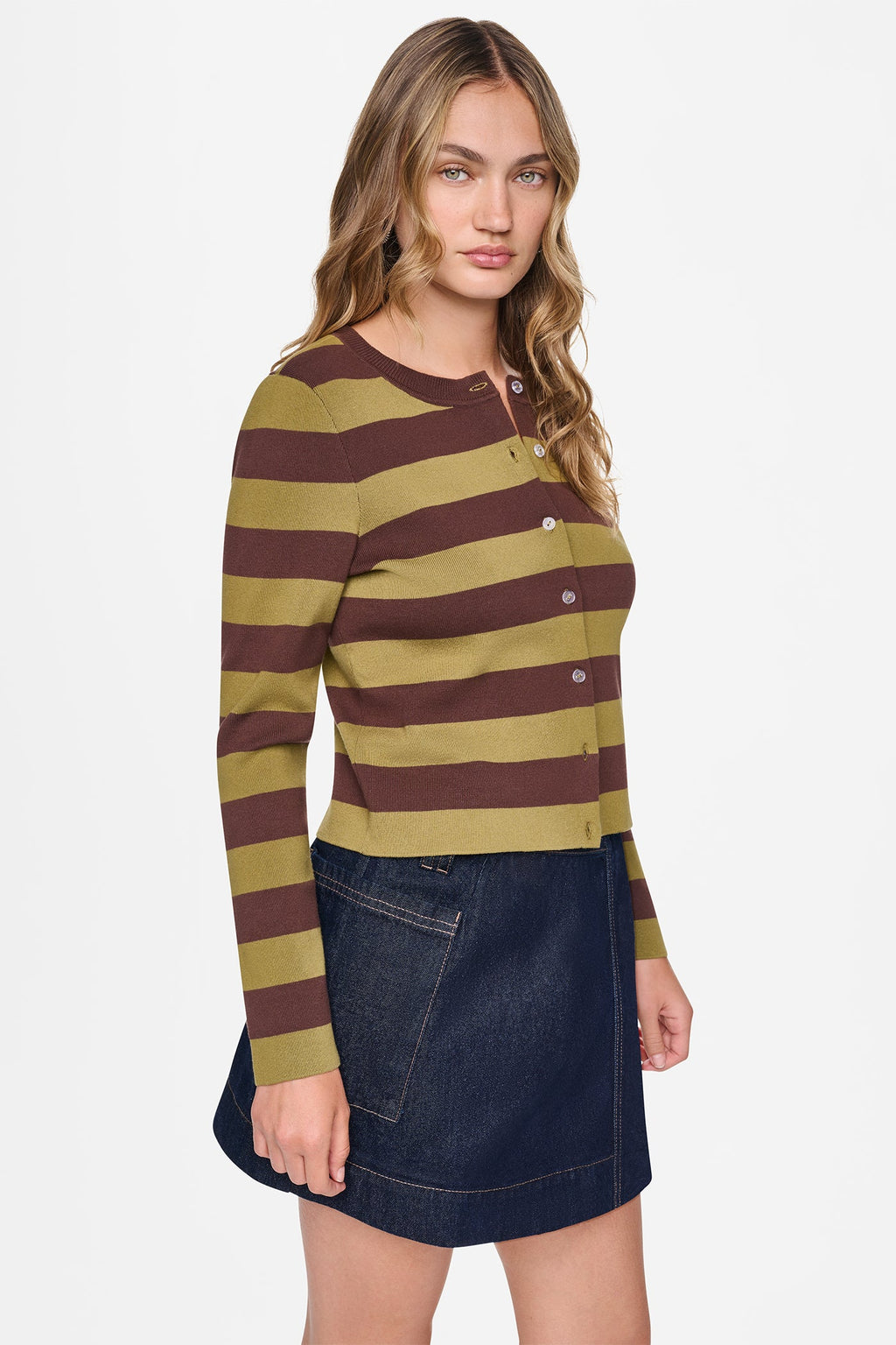 CROPPED STRIPED CARDIGAN