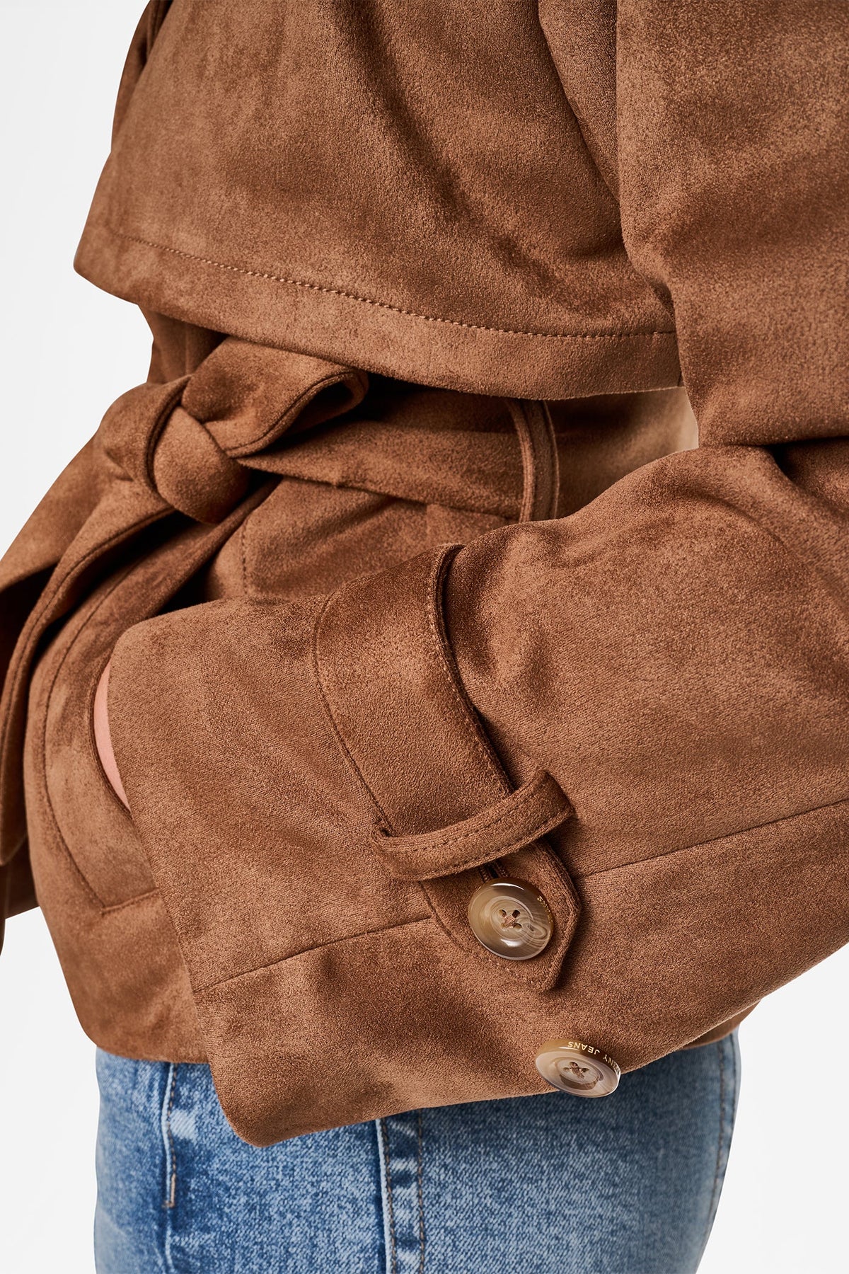 FAUX SUEDE SHORT TRENCH JACKET