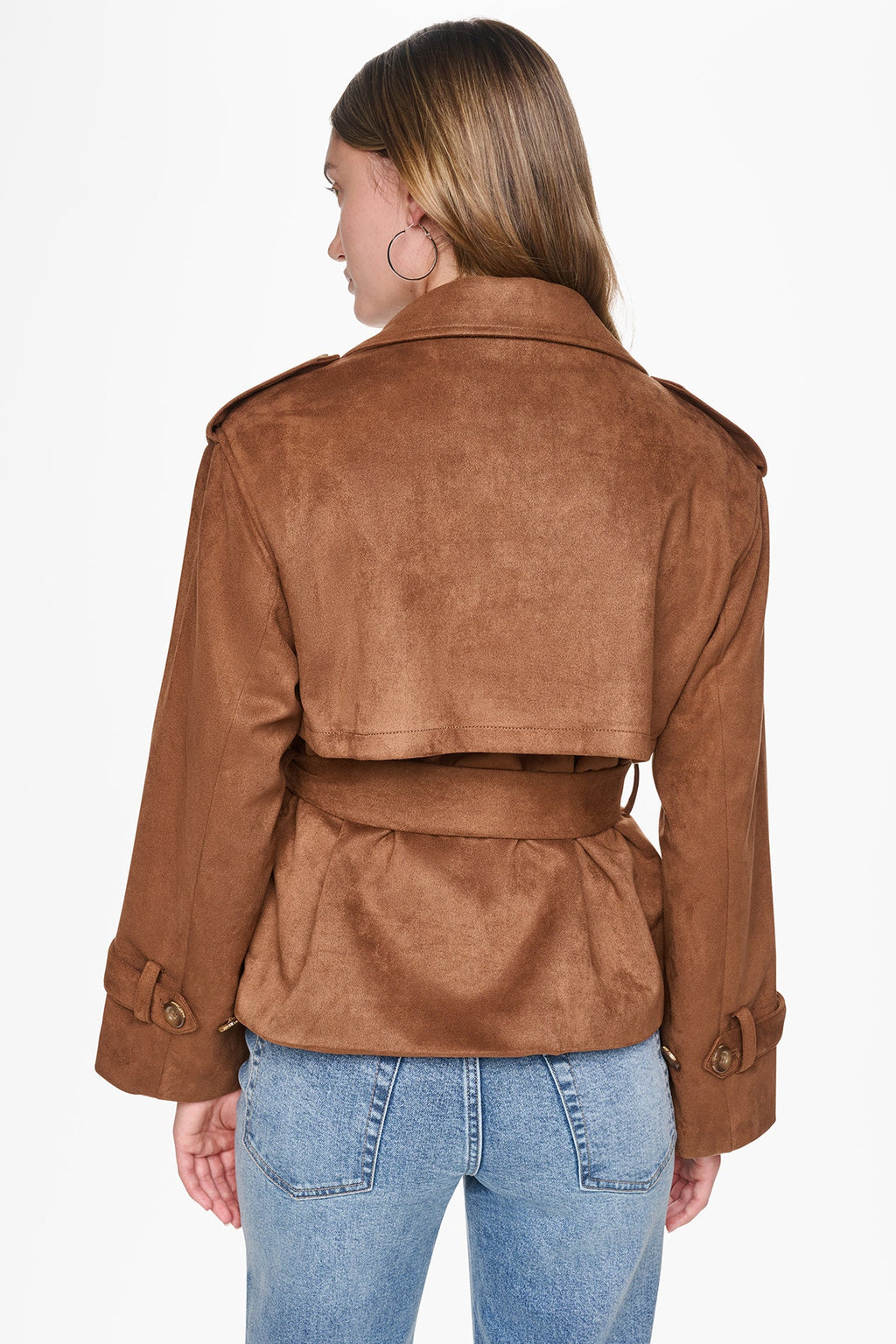 FAUX SUEDE SHORT TRENCH JACKET