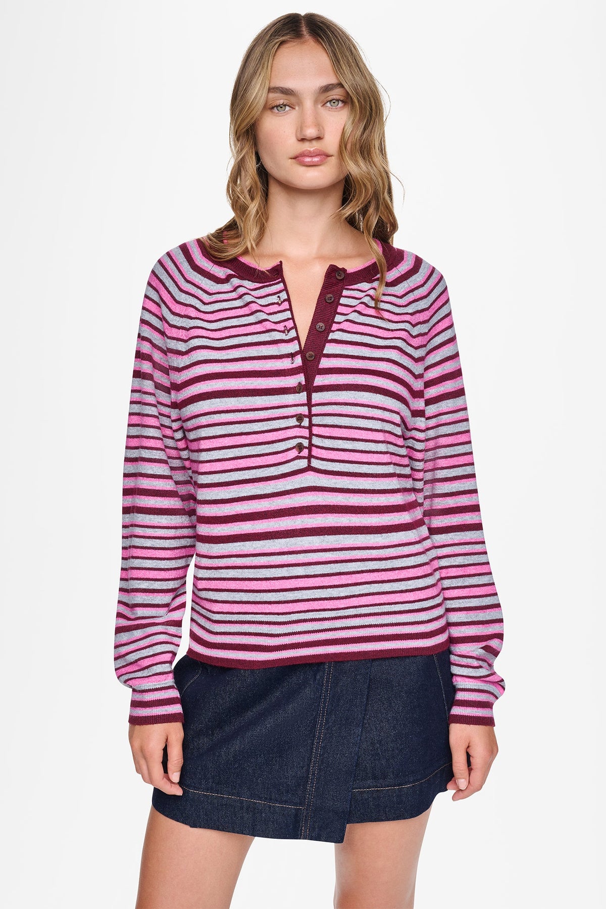 STRIPED HENLEY SWEATER