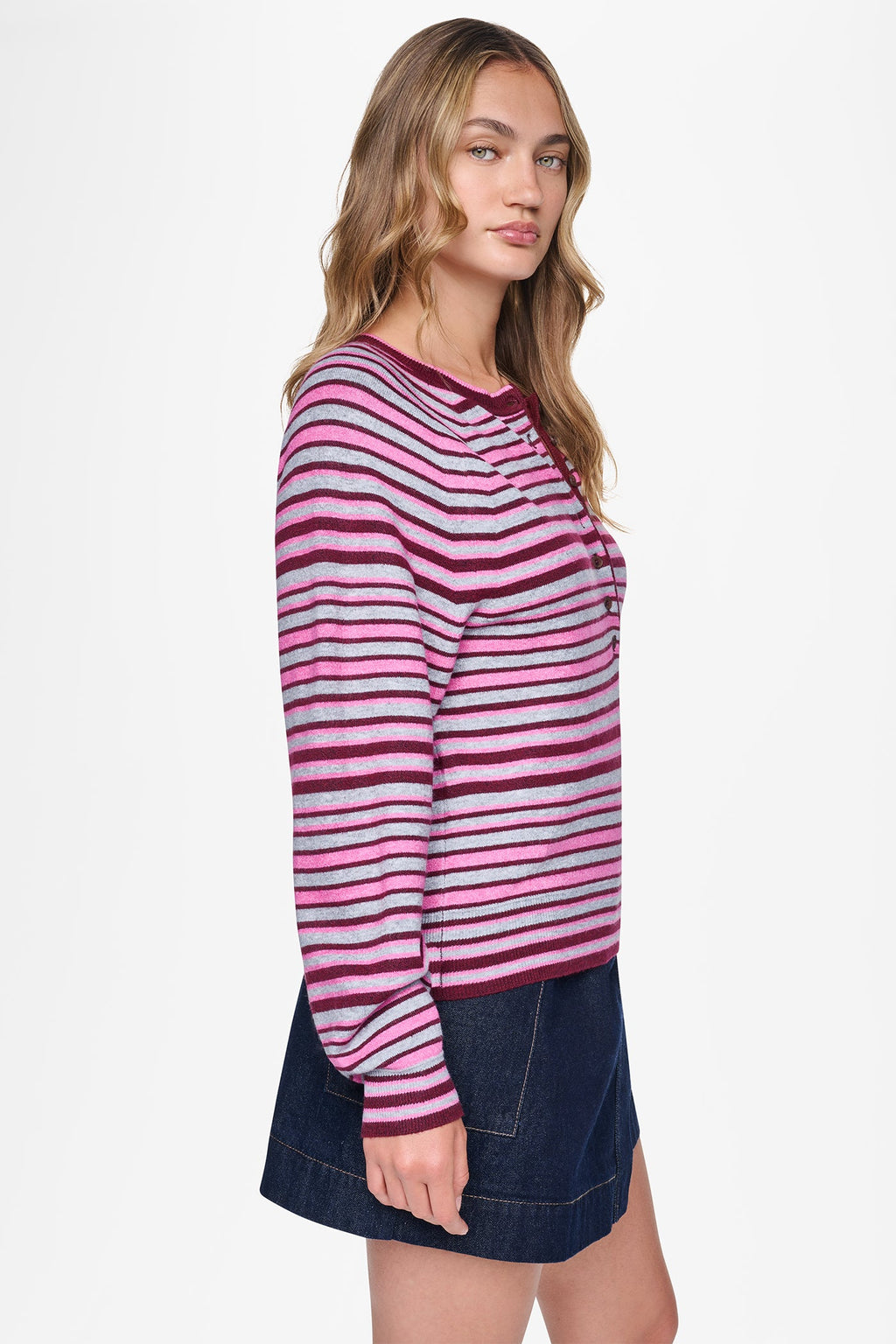 STRIPED HENLEY SWEATER