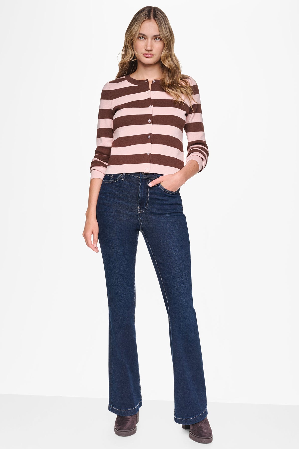 CROPPED STRIPED CARDIGAN